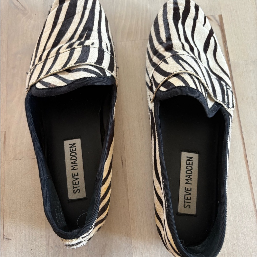 Steve Madden Black and Cream Zebra Loafers